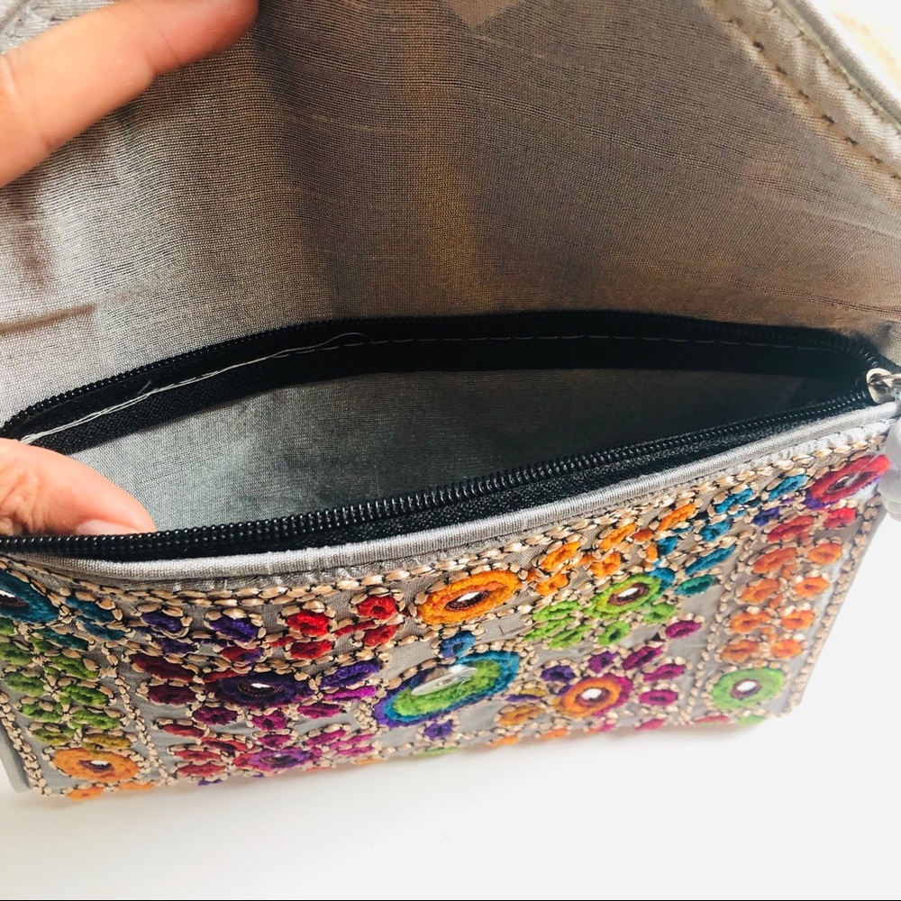 Boho Hand Embroidered Clutch Crossbody Bag - Picture 7 of 7
